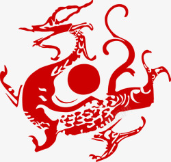 中国风红色狮子剪影装饰素材