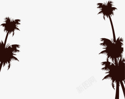 卡通夏日椰树剪影矢量图素材