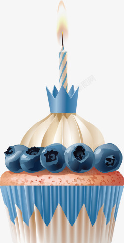 蓝莓装饰杯子蛋糕矢量图素材