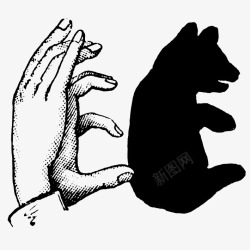 黑熊手绘手影黑熊图标高清图片