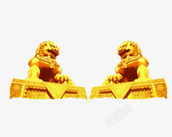 金色石狮子素材