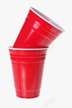 红色层叠一起的一次性杯子实物素材