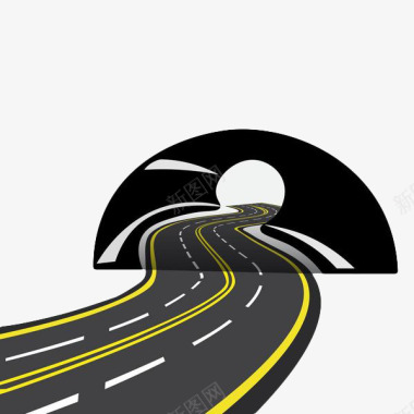 弯道时间轴手绘黑色公路隧道图标图标