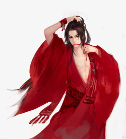 红色妖艳服饰男生素材