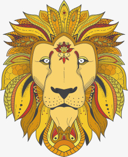 黄色狮子头民族风狮子头矢量图高清图片