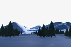 地理地貌雪山松林高清图片