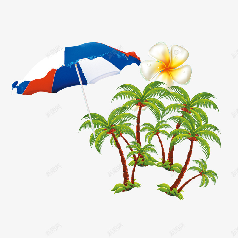 椰树遮阳伞png免抠素材_88icon https://88icon.com 椰树 遮阳伞