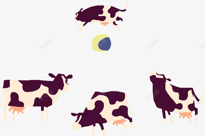 四款奶牛矢量图eps免抠素材_88icon https://88icon.com 奶牛 奶牛矢量 黑白 矢量图