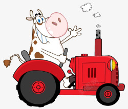 开拖拉机开拖拉机的奶牛卡通装饰高清图片