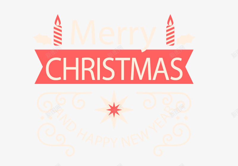 圣诞节蜡烛星星装饰png免抠素材_88icon https://88icon.com Christmas merry 圣诞标签 星星 红色 蜡烛