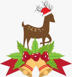 麋鹿小鹿圣诞铃铛矢量图素材
