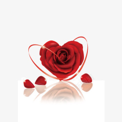 立体玫瑰红色心形装饰图矢量图素材