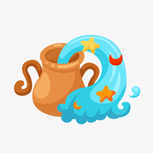 水瓶座十二星座png免抠素材_88icon https://88icon.com 创意星座 十二星座 十二星座图案 十二星座装饰 卡通形象