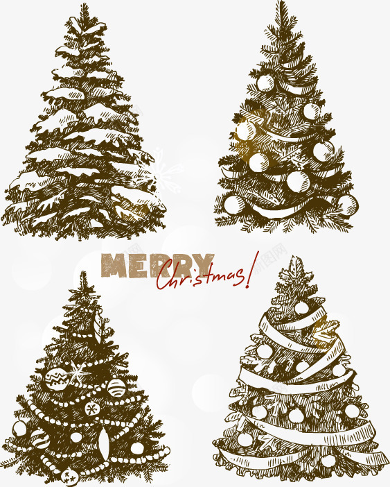 手绘素描圣诞雪花松树png免抠素材_88icon https://88icon.com 圣诞 手绘 松树 松树速写 素描 雪花