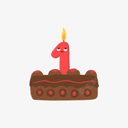 红色数字蜡烛和灰色蛋糕素材