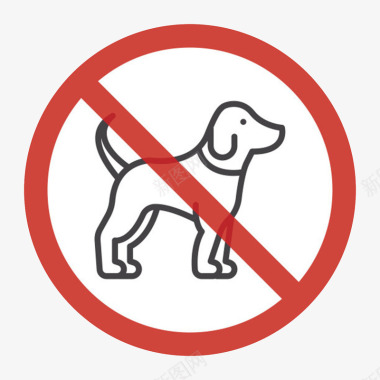 卡通大房子卡通动物警告牌禁止宠物入内图案图标图标