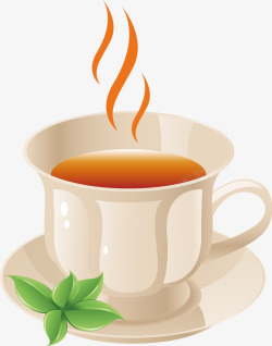 冒着热气的红茶杯子元素素材