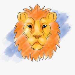 彩绘狮子头卡通手绘彩绘狮子头像矢量图高清图片
