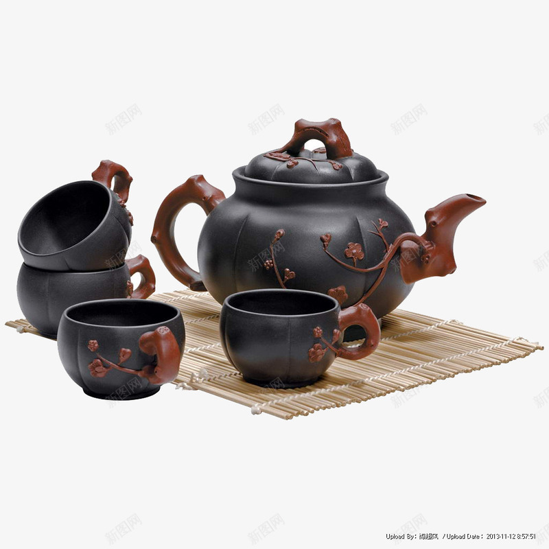 黑色茶壶套装png免抠素材_88icon https://88icon.com PNG素材 产品实物 杯子 茶壶 茶杯 黑色
