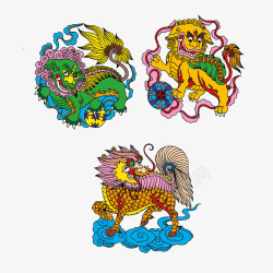 中国古典元素狮子绣球素材