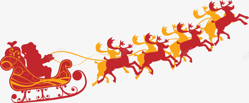 麋鹿拉车创意圣诞png免抠素材_88icon https://88icon.com 创意 圣诞 拉车 麋鹿