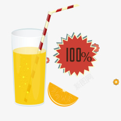 橙汁饮料促销矢量图素材
