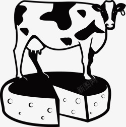 奶牛和牛奶酪插图矢量图素材