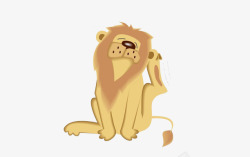卡通挠痒蹲着挠痒的狮子高清图片
