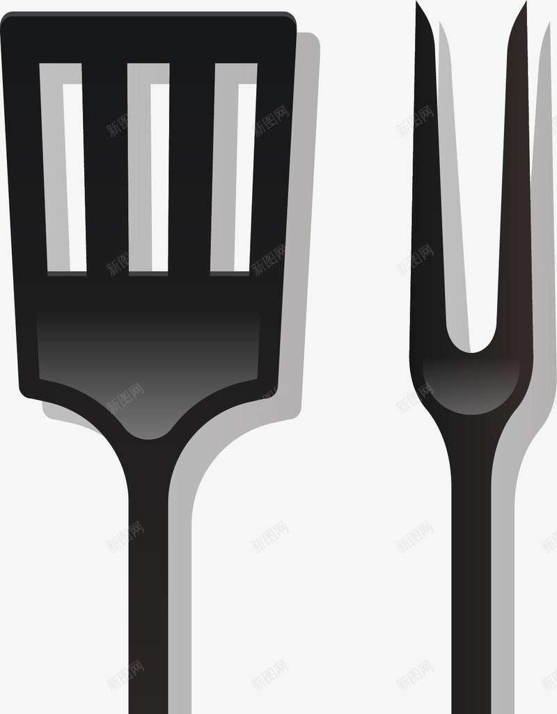 黑色厨房工具餐具png免抠素材_88icon https://88icon.com 卡通 厨具 烤肉工具 矢量图案 美食 食物餐饮