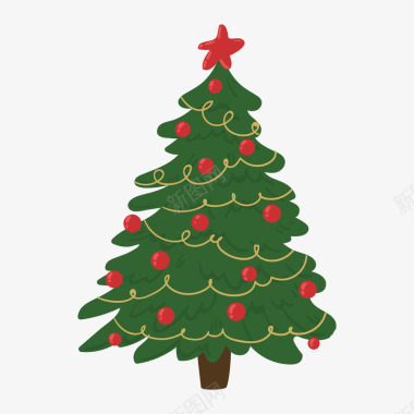 松树绿色圣诞树节日图标矢量图图标