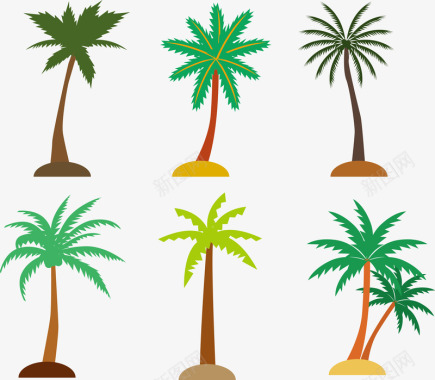 6种椰树图标矢量图图标