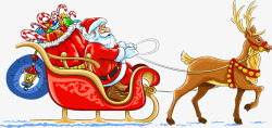 卡通麋鹿拉着圣诞老人矢量图素材