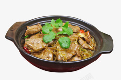 砂锅菜特色猪肝干粉丝煲高清图片