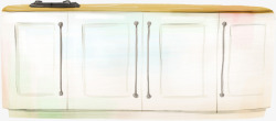 白色厨房手绘门空间素材