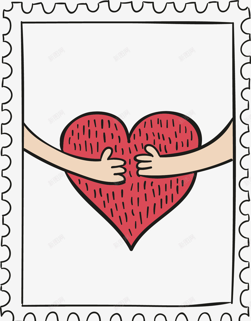 永远和你在一起png免抠素材_88icon https://88icon.com 和你在一起 爱情邮票 牵手 牵手邮票