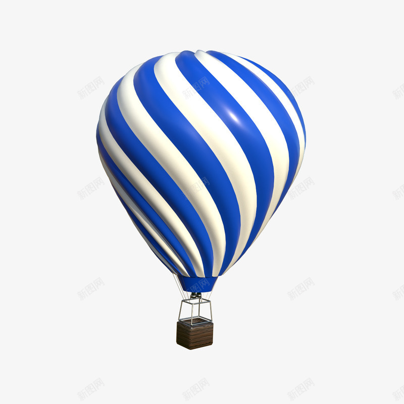 卡通蓝白热气球png免抠素材_88icon https://88icon.com 一个热气球 卡通形象 平面 棕色吊篮 热气球 蓝白热气球