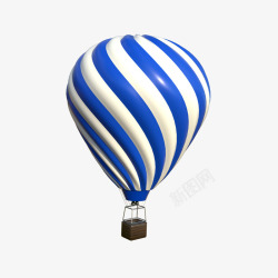 棕色吊篮卡通蓝白热气球高清图片
