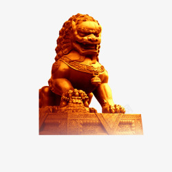 金色石狮子装饰图案素材
