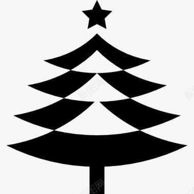 冬天松树圣诞树与星图标图标