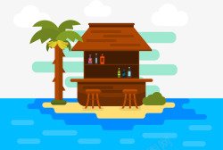 灏忓矝海上小岛上的酒吧矢量图高清图片