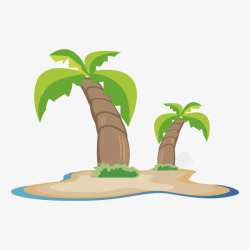 卡通手绘沙滩椰树素材