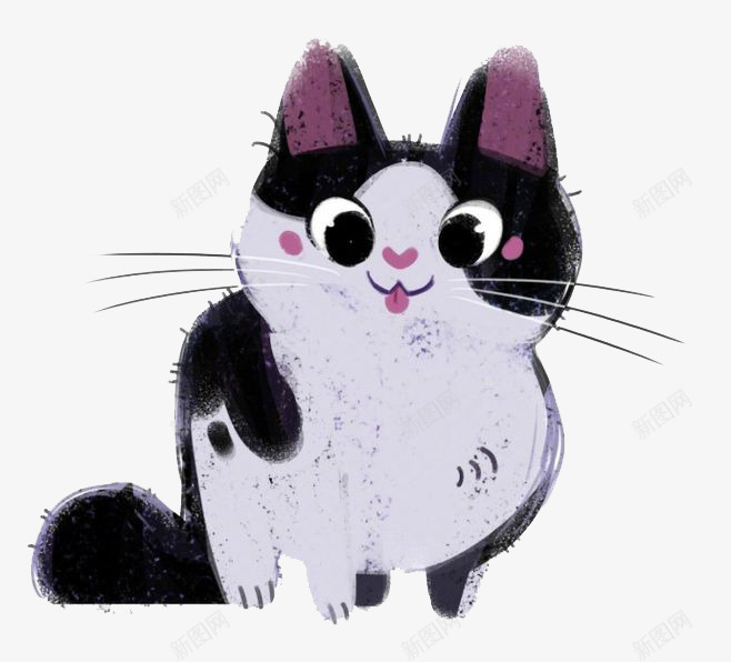 卡通猫咪png免抠素材_88icon https://88icon.com 卡通 可爱 害羞 手绘 水彩 猫咪 装饰 黑白