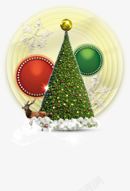 圣诞树和麋鹿圣诞图标图标
