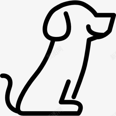 彩绘宠物犬坐图标图标