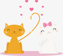 可爱猫咪情人节情侣矢量图素材