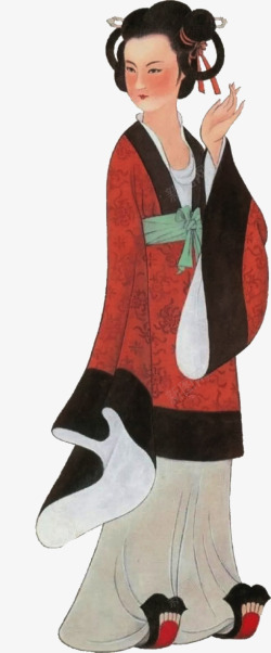 古代六朝女子服饰复原图素材