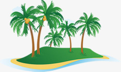 海边绿色小岛椰树素材