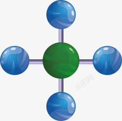 蓝色十字分子结构矢量图素材