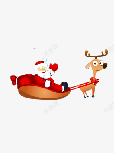麋鹿拉着圣诞老人png免抠素材_88icon https://88icon.com 圣诞老人 圣诞节 雪橇 麋鹿