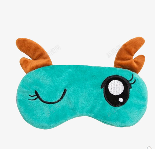 蓝绿色麋鹿角眼罩png免抠素材_88icon https://88icon.com 产品实物 眼罩 蓝绿 麋鹿